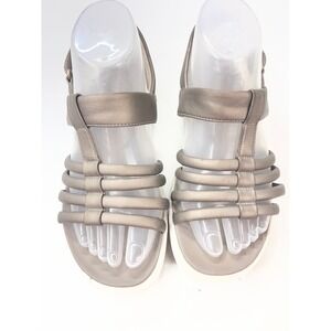 Clarks Arla Glade Cloudsteppers Metallic Pewter Strappy Platform Sandals 7.5W
